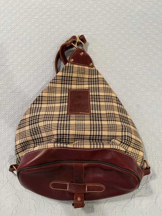 5/A Baker Handbags - 5/A Baker Classic Plaid Sling Backpack in Beige and Brown